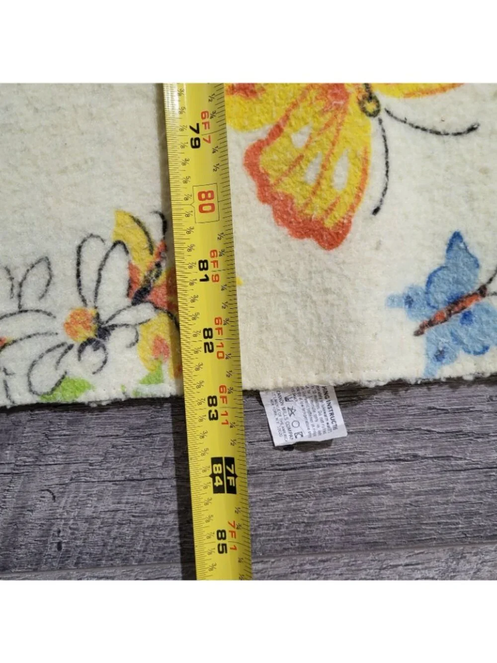 Vintage Cannon Mills Butterfly Blanket Twin Pale yellow Pilled Soft comfy